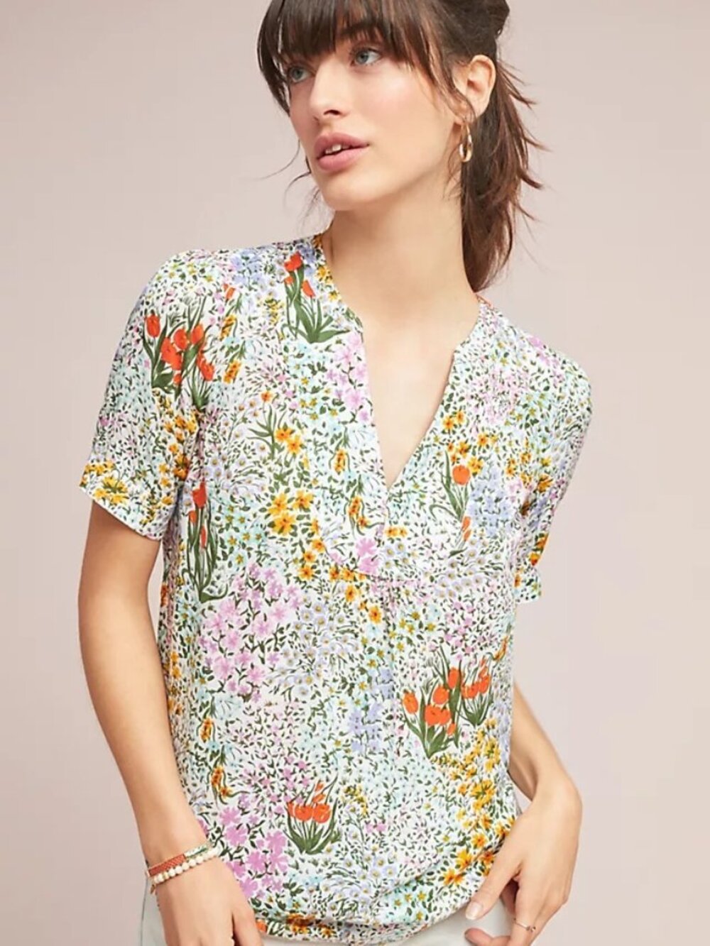 Anthropologie 4 of 52 Conversations Floral Short Sleeve Top